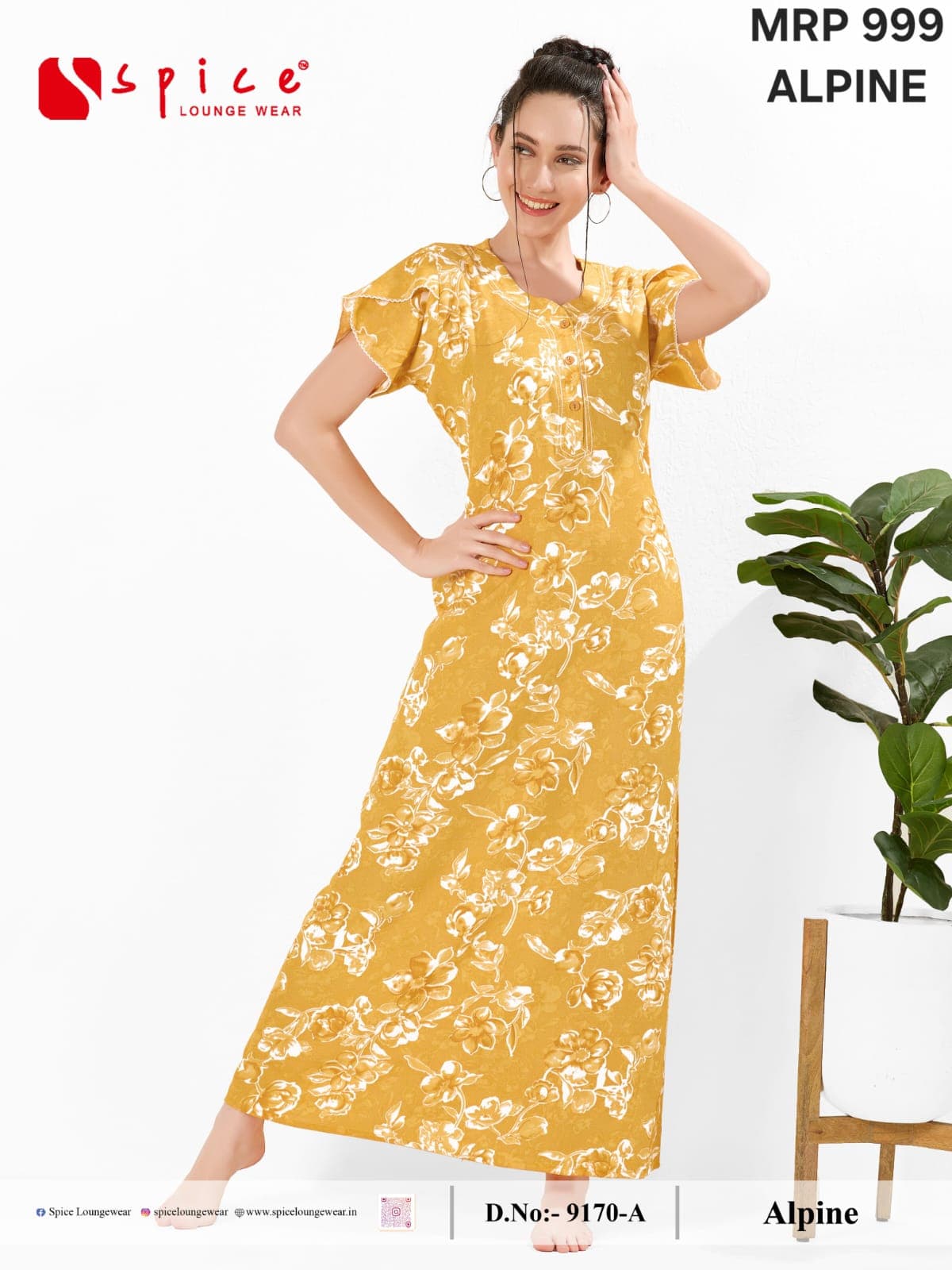 Alpine Floral Printed Maxi Nighty